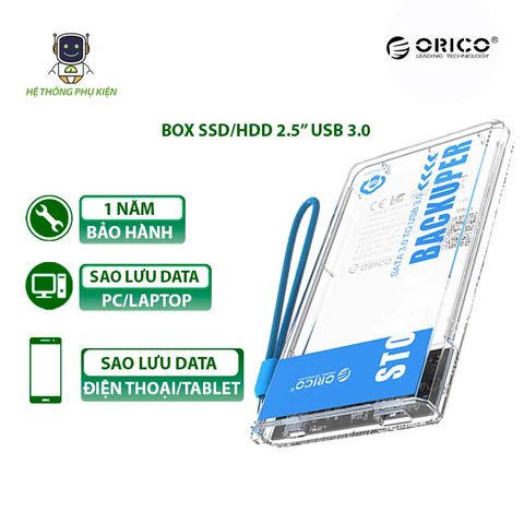  Hộp đựng ổ cứng 2.5 Backuper SSD/HDD SATA 3 USB 3.0 ORICO- BA2110-CR 