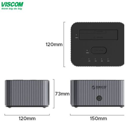  Đế ổ cứng (Docking) 2 khe cắm SSD ORICO-IT28E-C-EU-GY-BP 