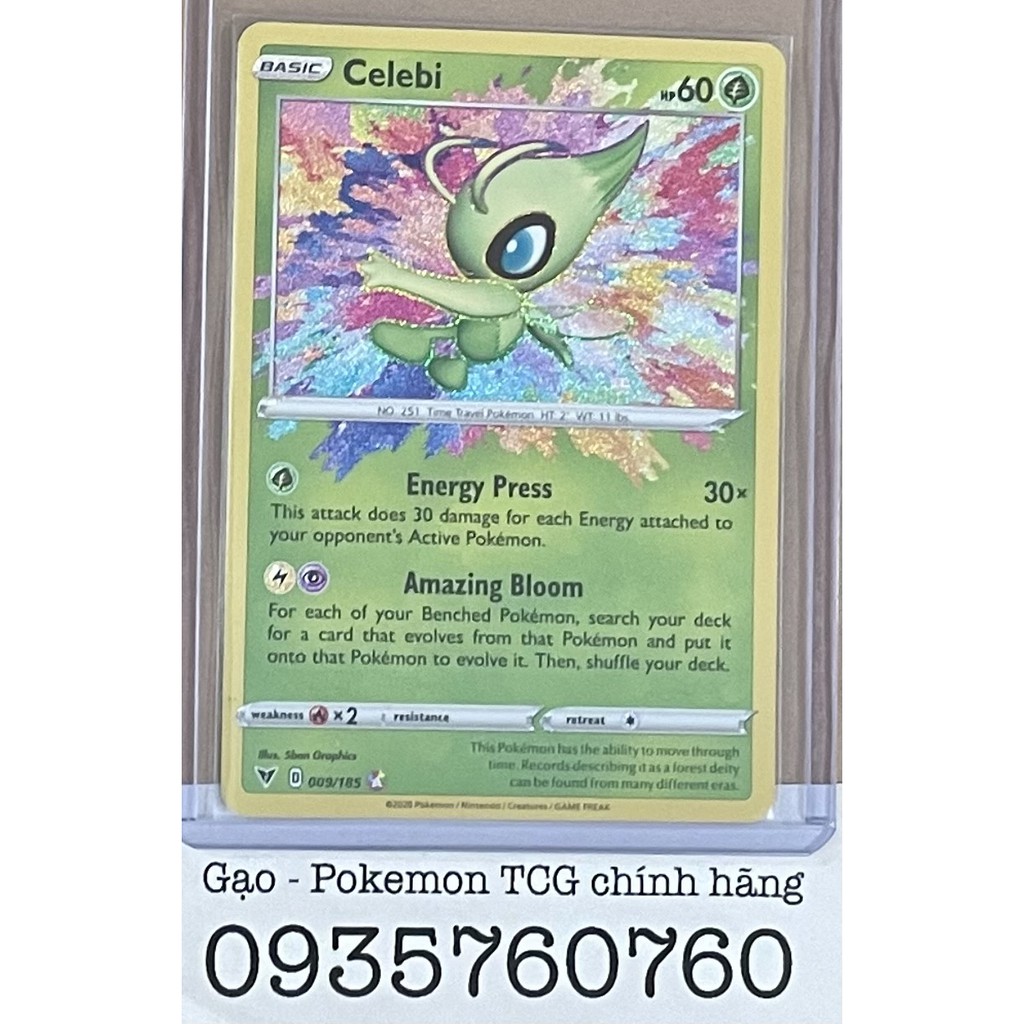Thẻ bài Pokemon TCG : Celebi Amazing rare (Celebi - 009/185 - Amazing Rare)  chính hãng