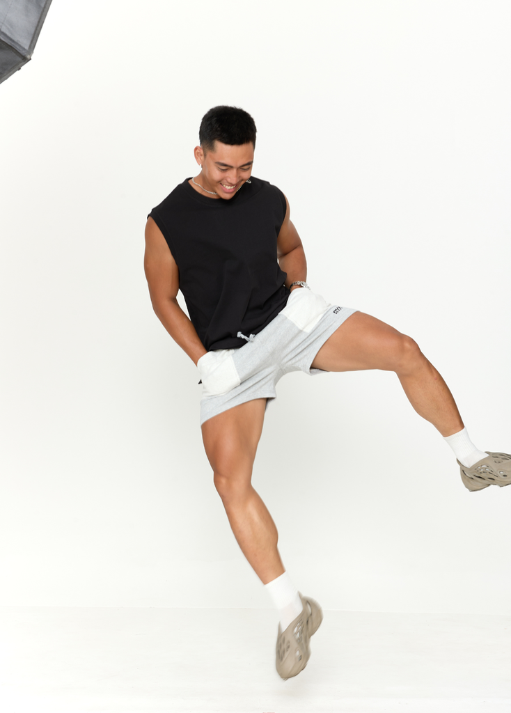 Quần RYAMAN SWEAT SHORT Melange Grey
