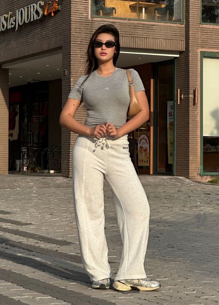 Quần STRAIGHT LOOSE PANTS Melange Grey