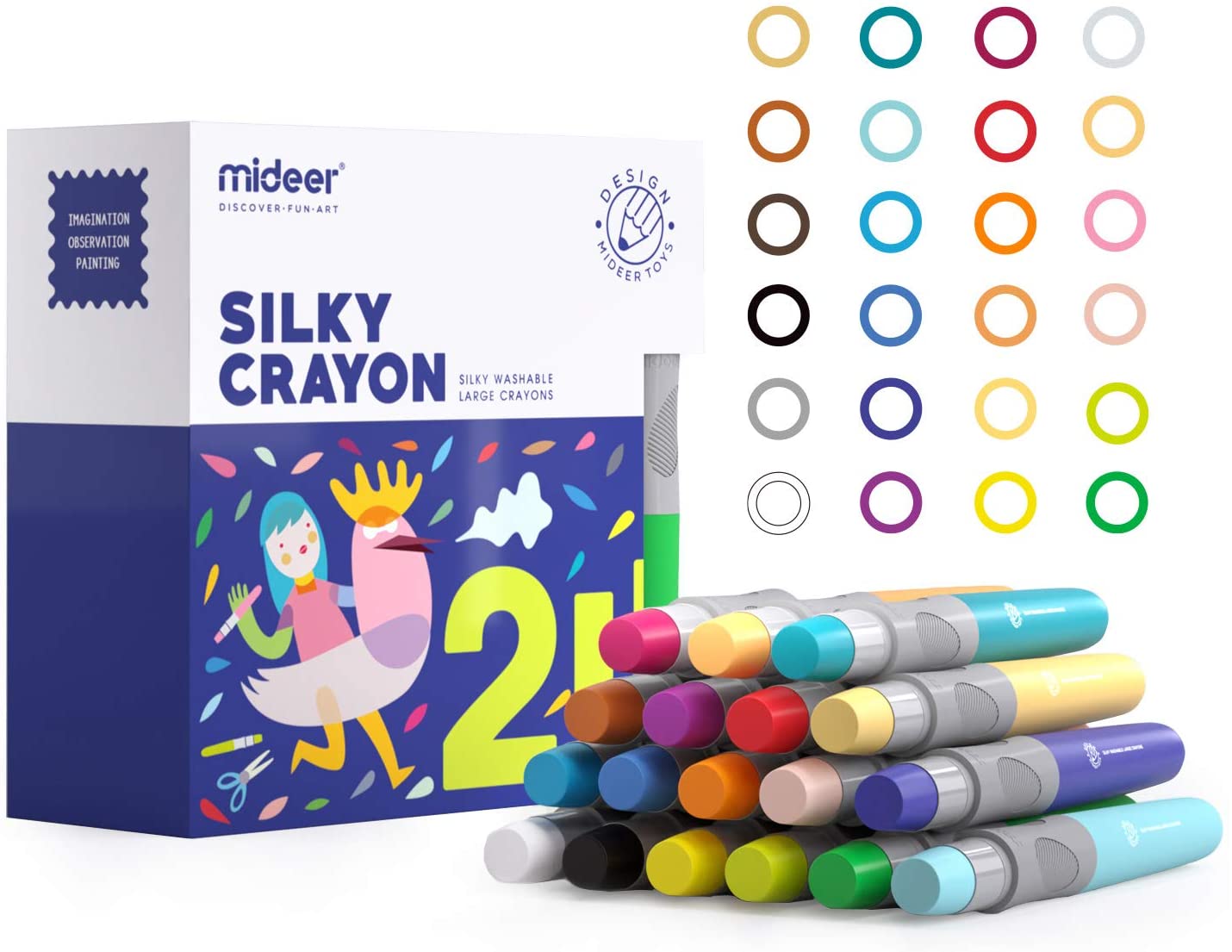 Spark. Create. Imagine. Silky Crayons, 24 Count, Multicolor