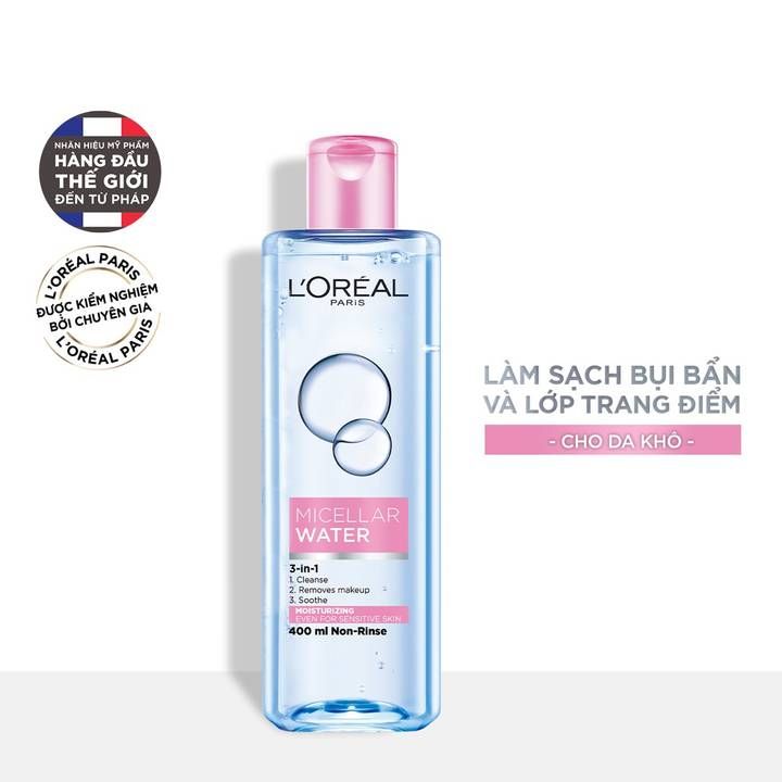  Nước Tẩy Trang Và Làm Sạch Dưỡng Ẩm (Hồng) L'Oreal Paris 3-in-1 Micellar Water 3-in-1 Moisturizing Even For Sensitive Skin 