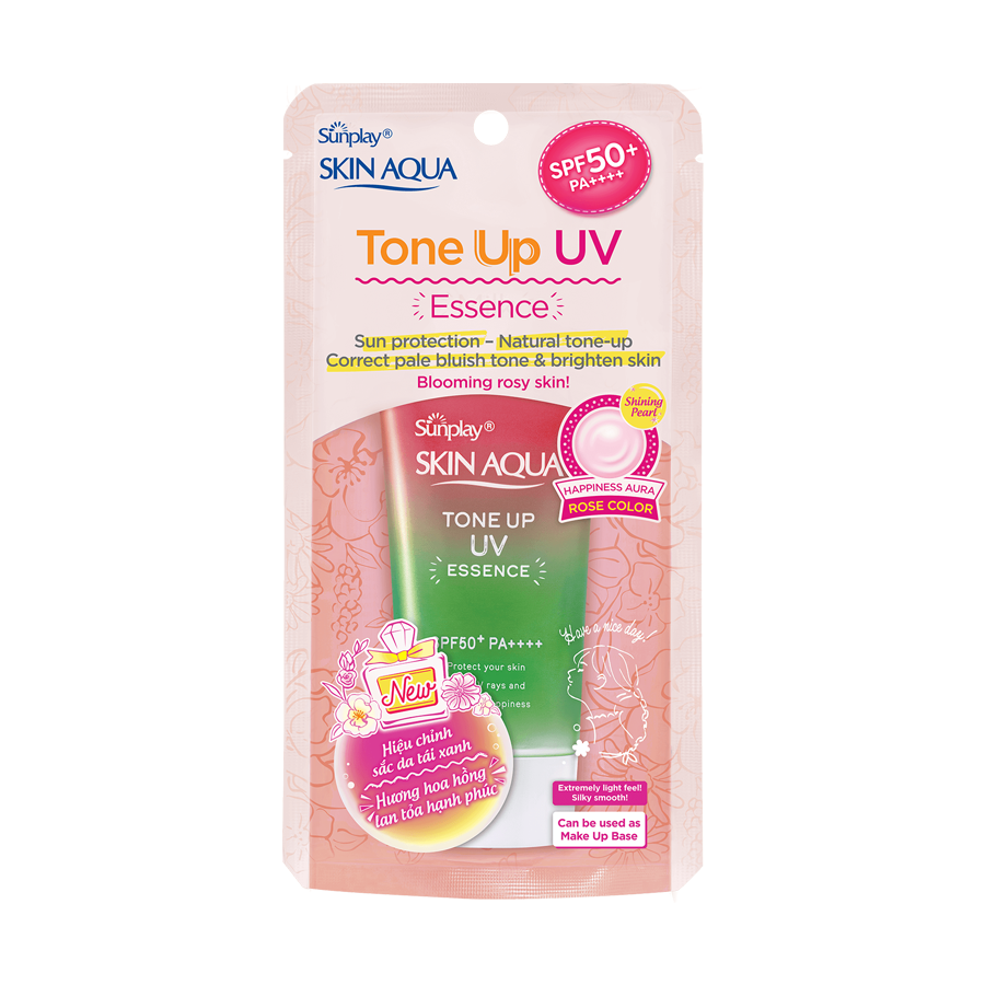 Kem Chống Nắng Skin Aqua Tone Up UV Essence Happiness Aura SPF50+, PA++++ - rose - hồng hoa 80g