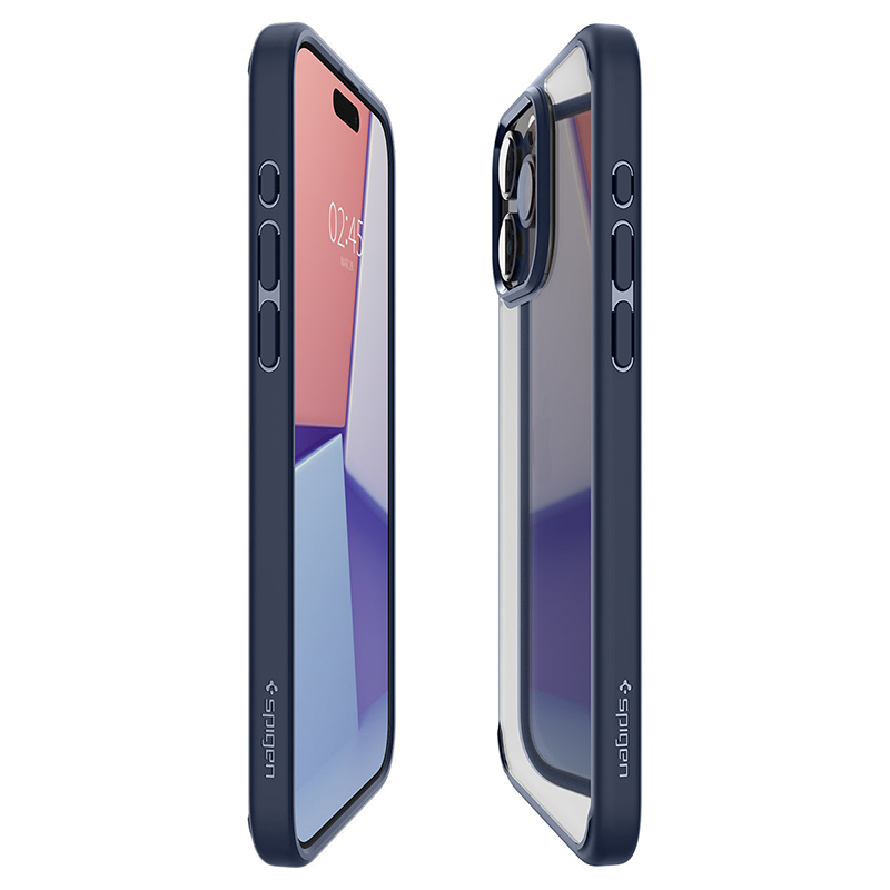  Ốp lưng Spigen iPhone 15 Pro Max Ultra Hybrid Crystal Viền màu Đen, Xanh Dương, Trong suốt, Xám 