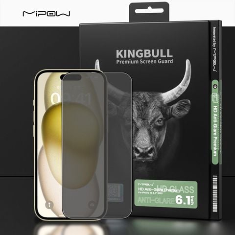 Dán Cường Lực Mipow KingBull iPhone 15 HD Chống vân tay Anti Glare Protector