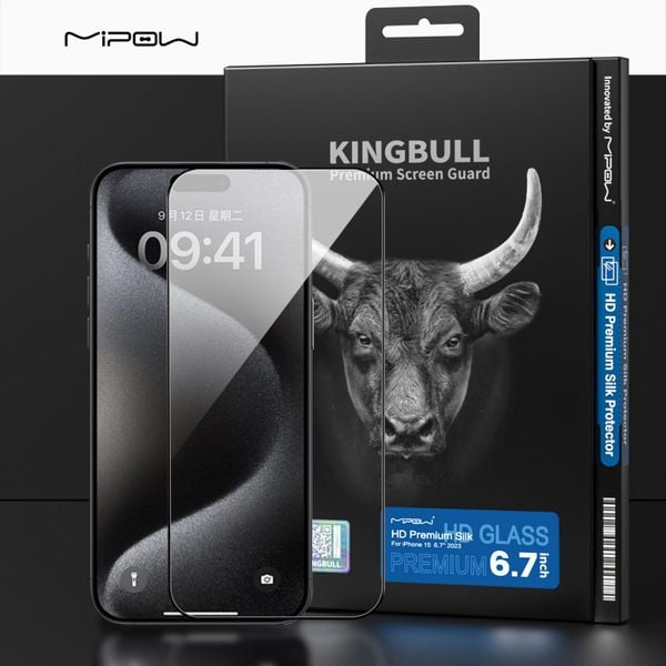 Dán Cường Lực Mipow KingBull iPhone 15 Plus HD Premium Silk Protector