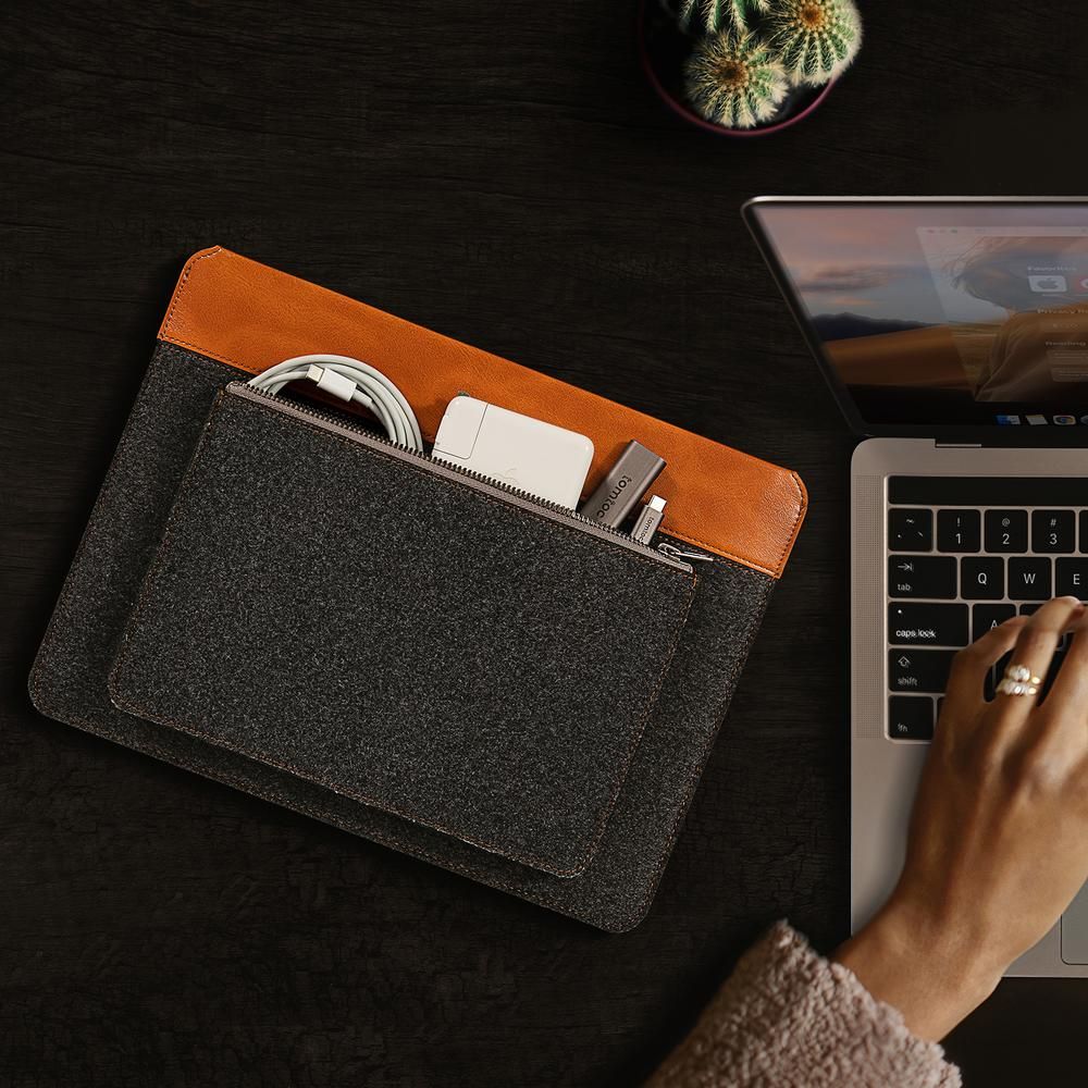  Túi Chống Sốc Tomtoc Felt & Pu Leather cho MacBook 13