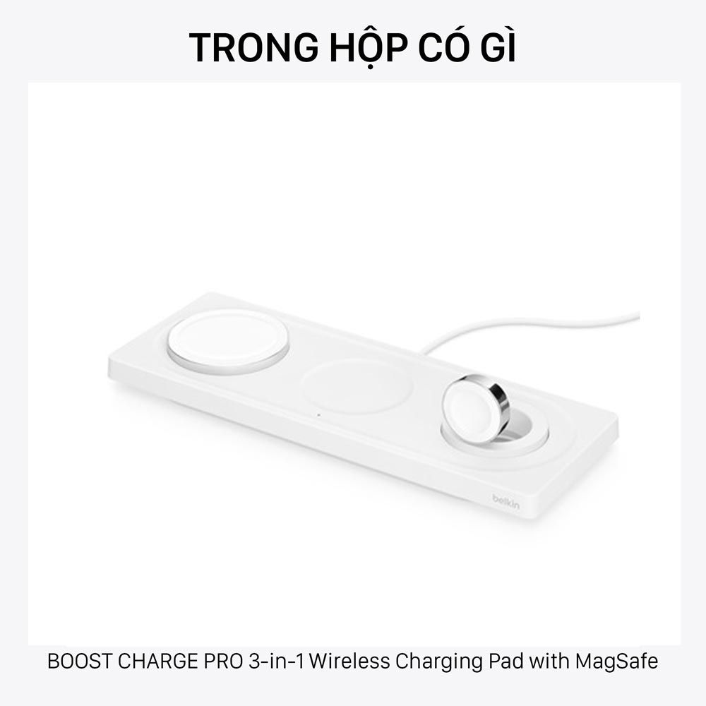 Dock sạc Belkin BOOST↑CHARGE™ PRO 3-in-1 Wireless Charger Pad MagSafe –  Vender