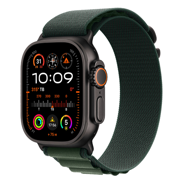 Apple Watch Ultra 2 GPS + Cellular - Mặt Black Titanium 49mm - dây Dark Green Alpine Loop - Chính hãng