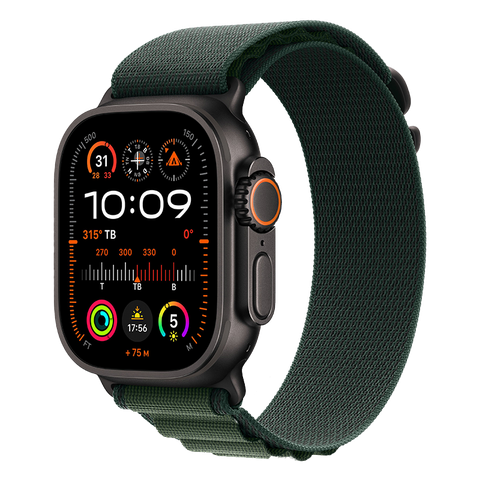 Apple Watch Ultra 2 GPS + Cellular - Mặt Black Titanium 49mm - dây Dark Green Alpine Loop - Chính hãng