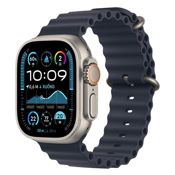 Apple Watch Ultra 2 GPS + Cellular - Mặt Natural Titanium 49mm - dây Navy Ocean Band - Chính hãng