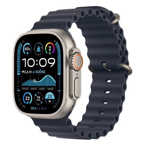 Apple Watch Ultra 2 GPS + Cellular - Mặt Natural Titanium 49mm - dây Navy Ocean Band - Chính hãng