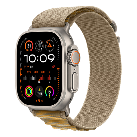 Apple Watch Ultra 2 GPS + Cellular - Mặt Natural Titanium 49mm - dây Tan Alpine Loop - Chính hãng