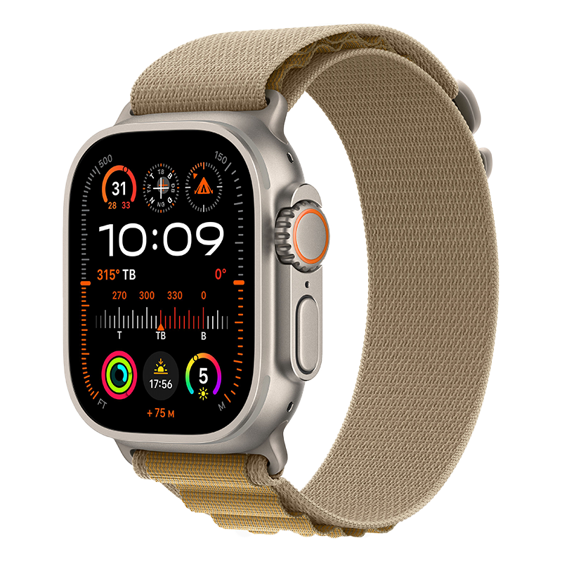 Apple Watch Ultra 2 GPS + Cellular - Mặt Natural Titanium 49mm - dây Tan Alpine Loop - Chính hãng