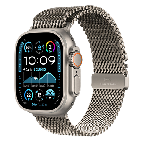 Apple Watch Ultra 2 GPS + Cellular - Mặt Natural Titanium 49mm - dây Natural Milanese Loop - Chính hãng