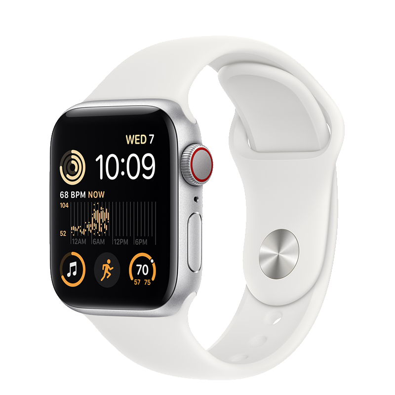  Apple Watch SE 2022 Cellular - Mặt nhôm - Dây cao su - 40mm - Hàng chính hãng 
