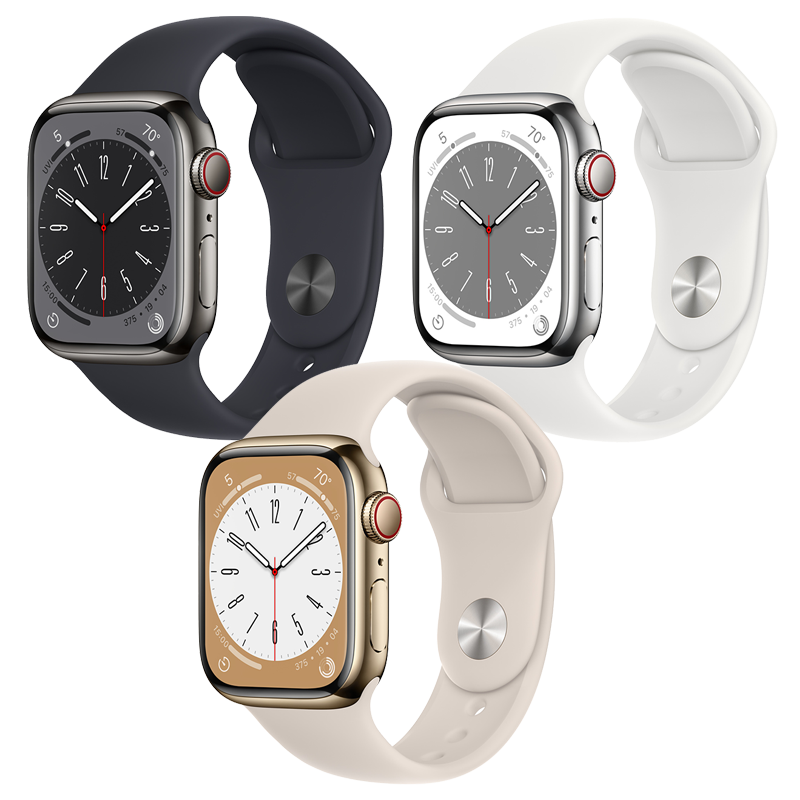 Apple Watch Series 8 GPS + Cellular - Mặt thép 41mm, dây cao su - Nhiều màu - Hàng chính hãng