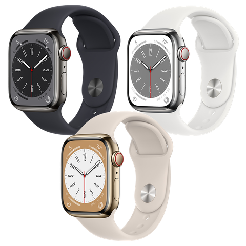 Apple Watch Series 8 GPS + Cellular - Mặt thép 45mm, dây cao su - Nhiều màu - Hàng chính hãng