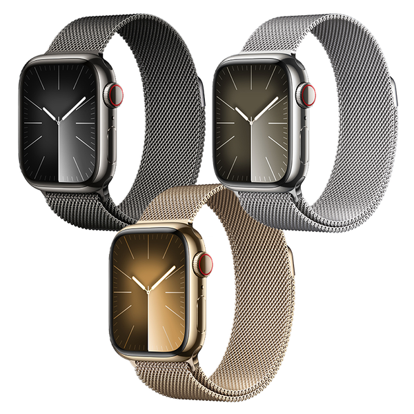Apple Watch Series 9 GPS + Cellular - Mặt thép 45mm, dây Milanese Loop - Chính hãng