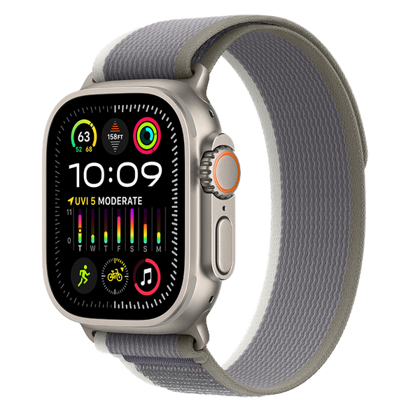 Apple Watch Ultra 2 49mm GPS + Cellular Titanium Case với dây Blue/Black Trail Loop