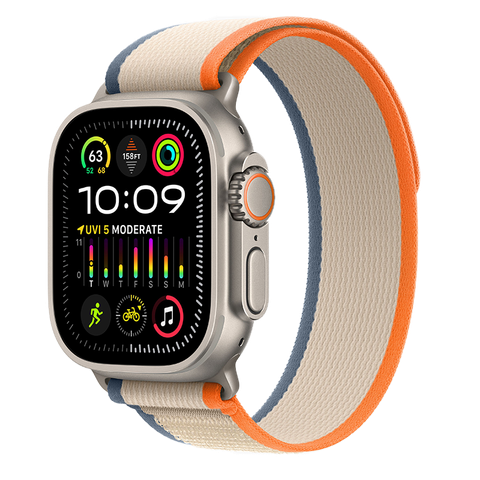 Apple Watch Ultra 2 49mm GPS + Cellular Titanium Case với dây Orange/Beige Trail Loop