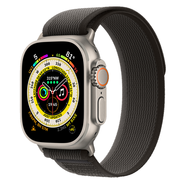 Apple Watch Ultra 49mm GPS + Cellular Titanium Case với dây Black/Gray Trail Loop