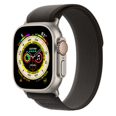 Apple Watch Ultra 49mm GPS + Cellular Titanium Case với dây Black/Gray Trail Loop