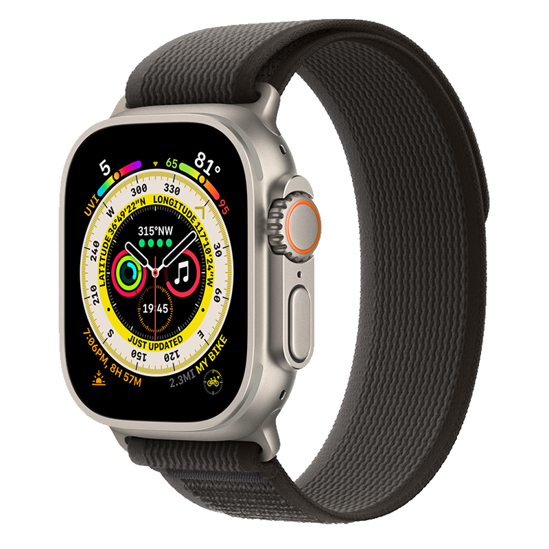  Apple Watch Ultra 49mm GPS + Cellular Titanium Case với dây Black/Gray Trail Loop 