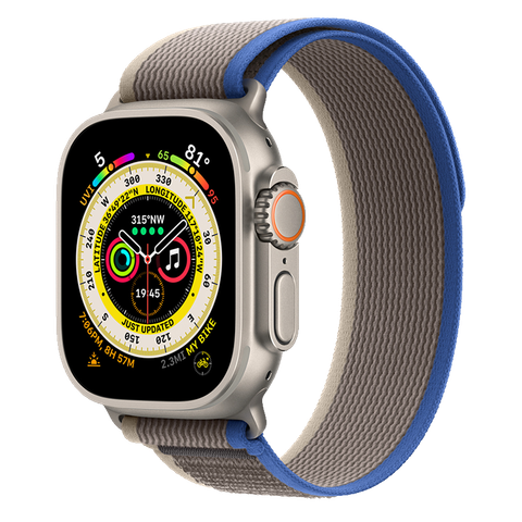Apple Watch Ultra 49mm GPS + Cellular Titanium Case với dây Blue/Gray Trail Loop