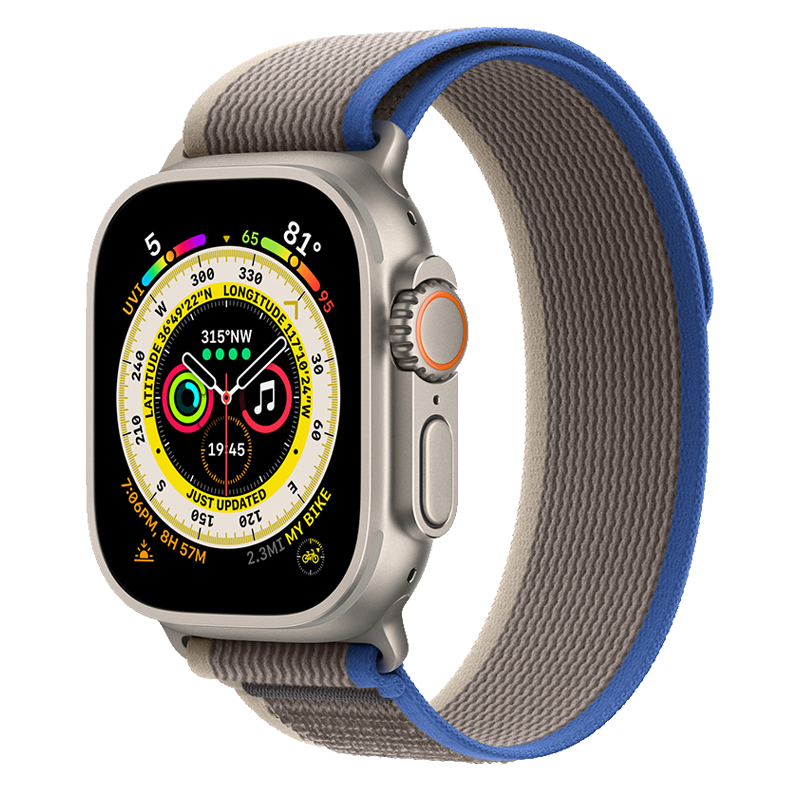  Apple Watch Ultra 49mm GPS + Cellular Titanium Case với dây Blue/Gray Trail Loop 