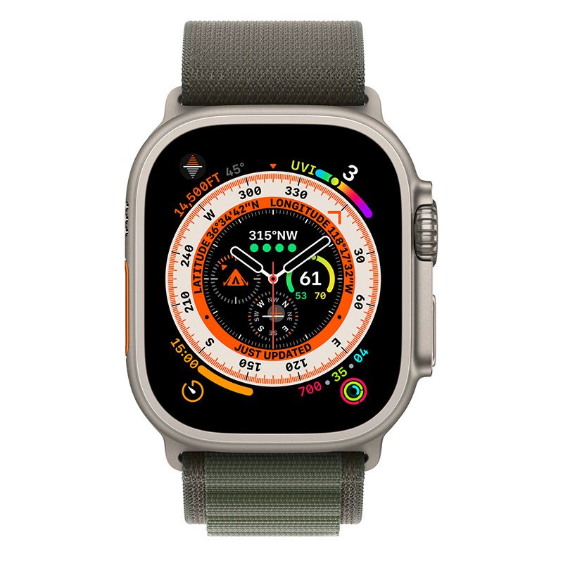  Apple Watch Ultra 49mm GPS + Cellular Titanium Case với dây Green Alpine Loop 