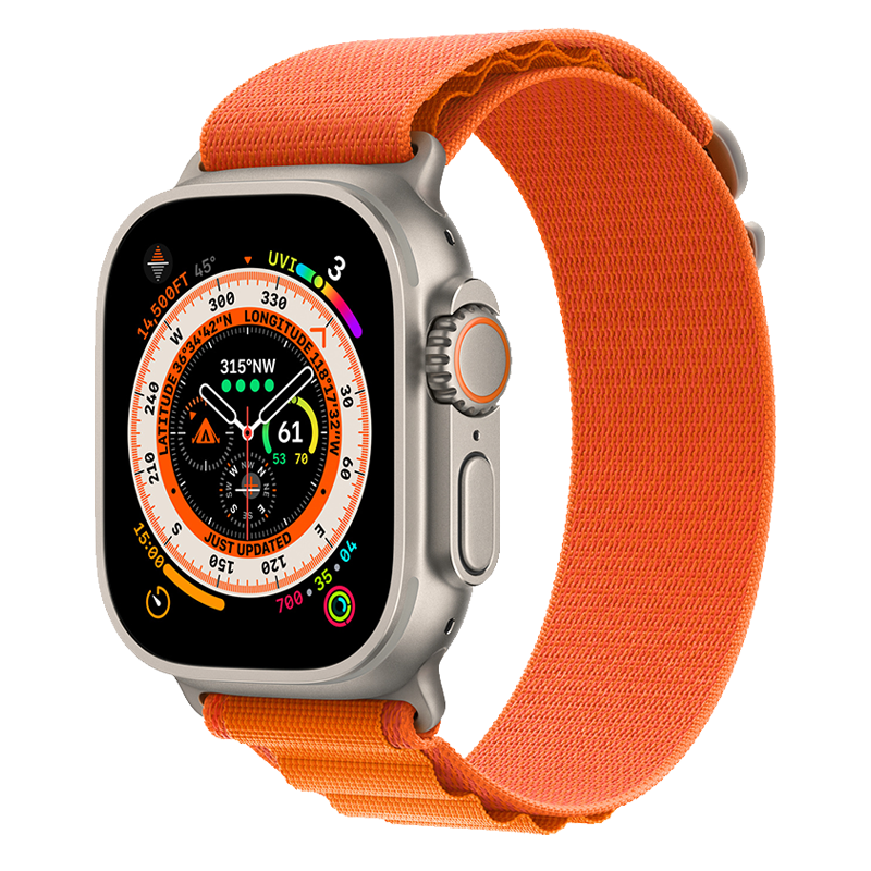  Apple Watch Ultra 49mm GPS + Cellular Titanium Case với dây Orange Alpine Loop 