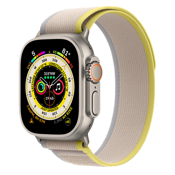 Apple Watch Ultra 49mm GPS + Cellular Titanium Case với dây Yellow/Beige Trail Loop