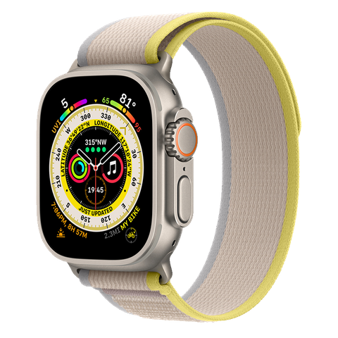Apple Watch Ultra 49mm GPS + Cellular Titanium Case với dây Yellow/Beige Trail Loop
