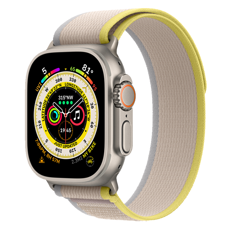  Apple Watch Ultra 49mm GPS + Cellular Titanium Case với dây Yellow/Beige Trail Loop 