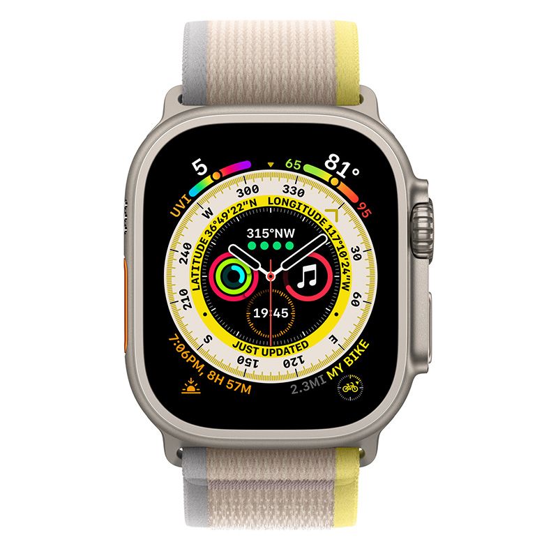  Apple Watch Ultra 49mm GPS + Cellular Titanium Case với dây Yellow/Beige Trail Loop 