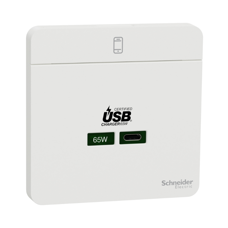 Bộ Sạc Âm Tường Schneider E831USB65_WE 65W Trắng