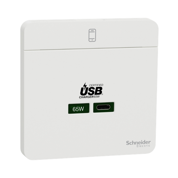Bộ sạc âm tường Schneider USB-C 65W màu trắng E831USB65_WE