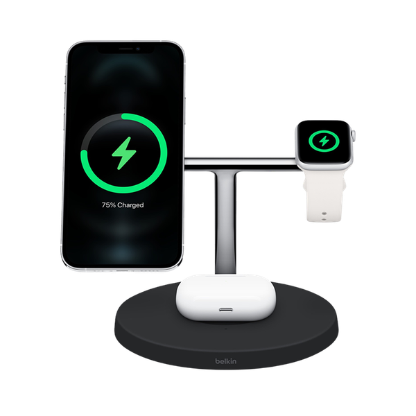 Dock Belkin BOOST↑CHARGE PRO 3 in 1 Wireless Charger sạc MagSafe - Hàng chính hãng
