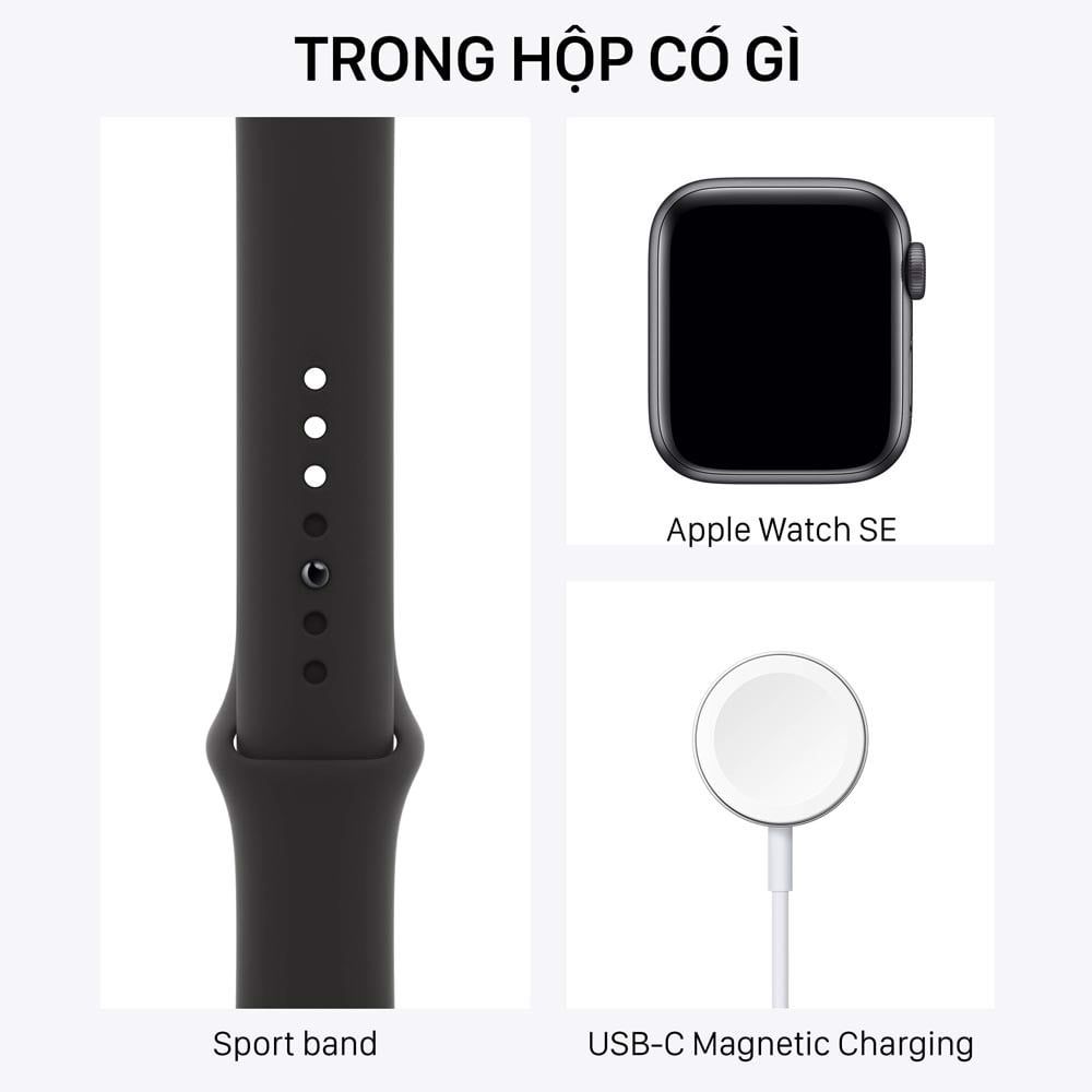  Apple Watch SE 2022 GPS - Mặt nhôm - Dây cao su - 40mm - Hàng chính hãng 