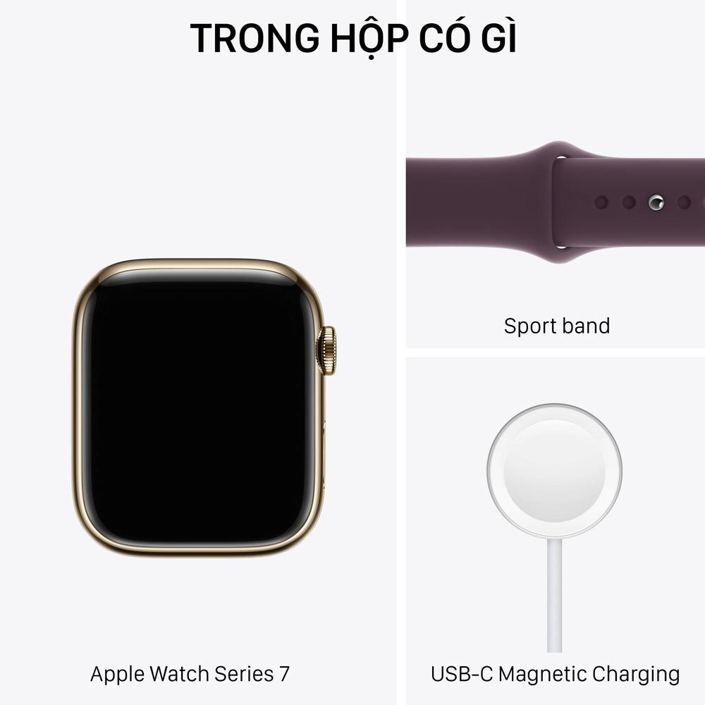  Apple Watch Series 7 GPS + Cellular - Mặt thép 45mm, dây cao su - Nhiều màu - Hàng chính hãng 