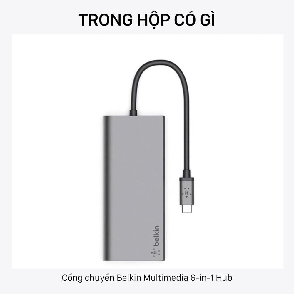  Belkin Multimedia 6-in-1 USB-C Hub - F4U092btSGY - Hàng chính hãng 