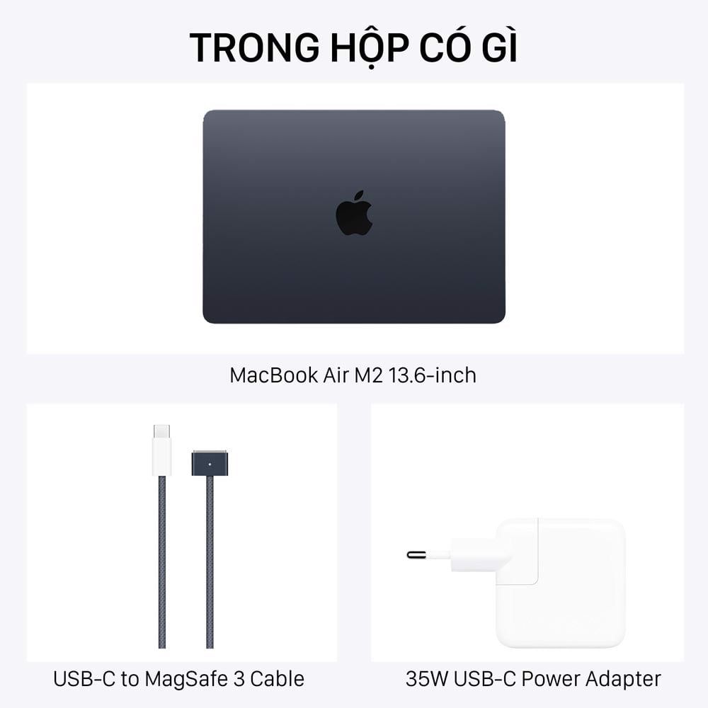  MacBook Air M2 13.6-inch 2022 màu Midnight 8-Core CPU / 10-Core GPU / 24GB RAM / 512GB - Hàng chính hãng 