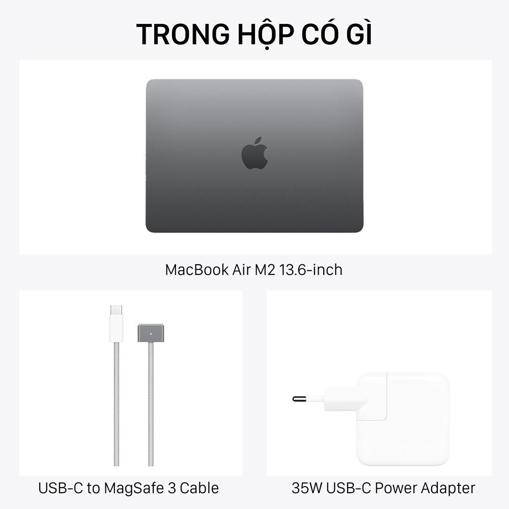  MacBook Air M2 13.6-inch 2022 màu Space Gray 8-Core CPU / 10-Core GPU / 8GB RAM / 512GB - Hàng chính hãng 