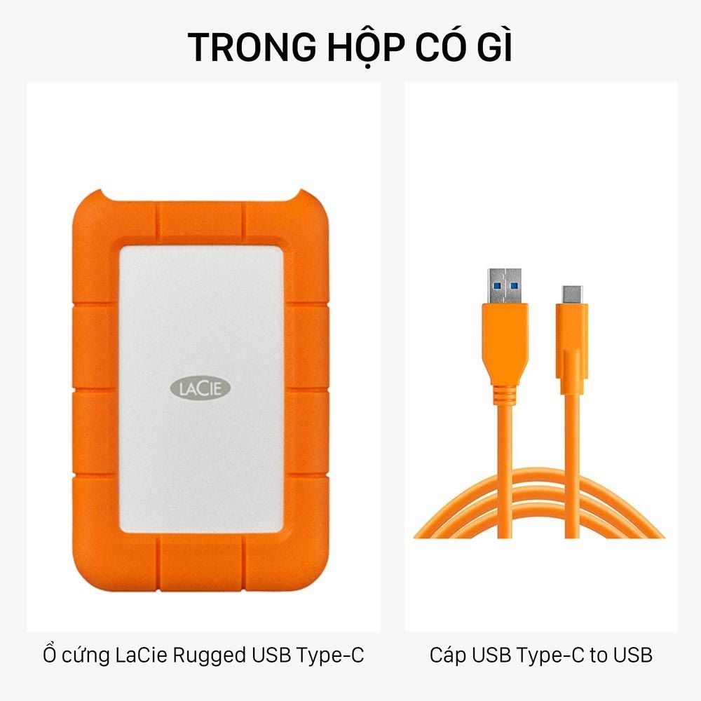  Ổ Cứng Di Động Chống Sốc LaCie Rugged Type-C 4TB USB-C + SRS - STFR4000800 