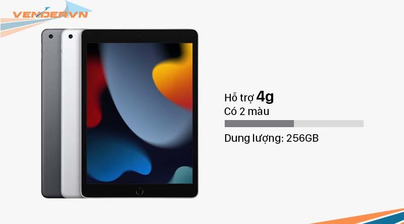  iPad Gen 9 - 256GB Wi-Fi - 4G (LTE) màu Silver & Space Gray - Hàng chính hãng 