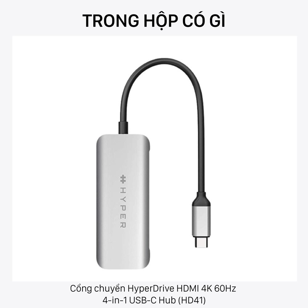  Cổng chuyển HyperDrive HDMI 4K 60Hz 4-in-1 USB-C Hub (HD41) 