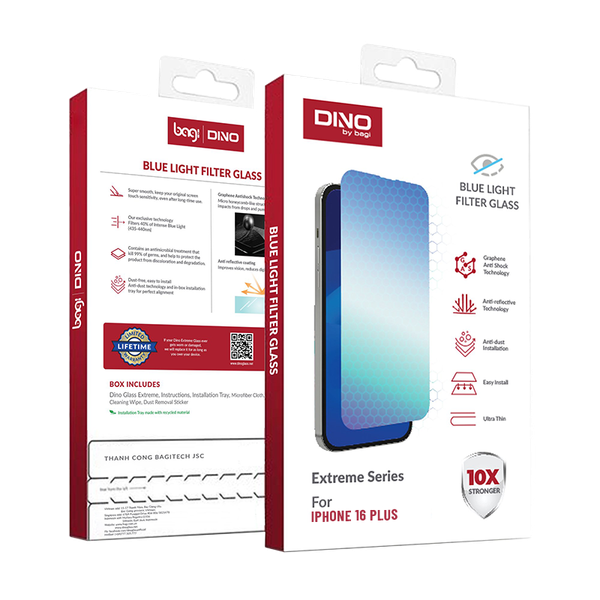 Kính cường lực chống ánh sáng xanh Bagi Dino Extreme cho iPhone 16 Plus
