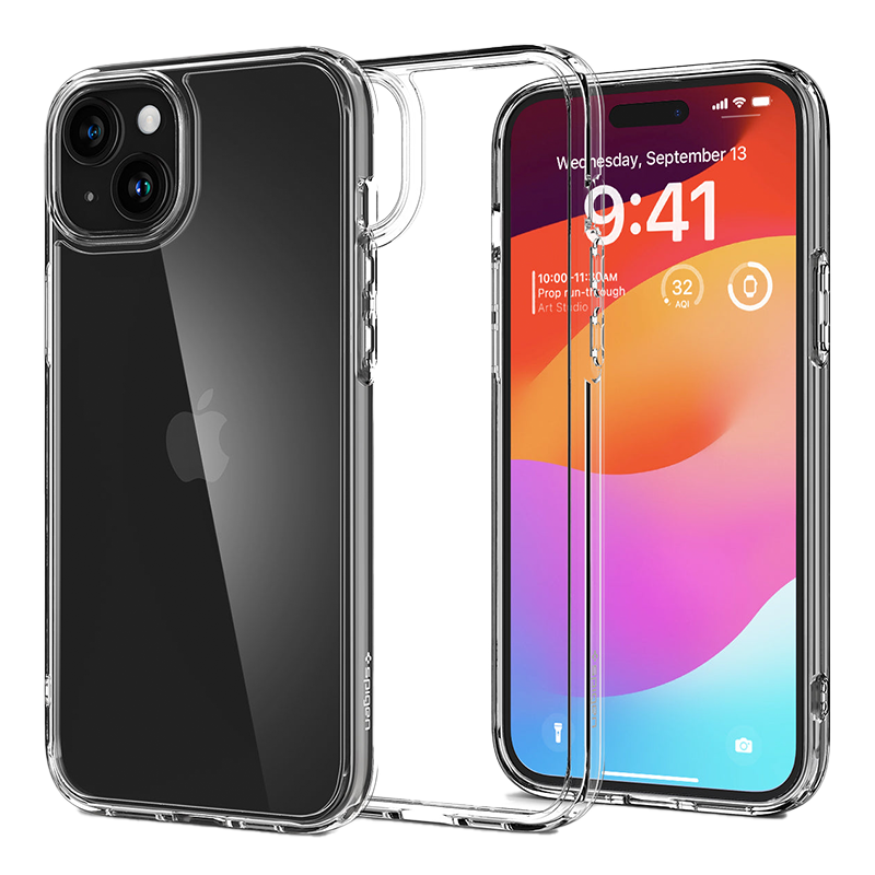  Ốp lưng Spigen iPhone 15 Plus Ultra Hybrid Crystal Viền màu Đen, Trong suốt 